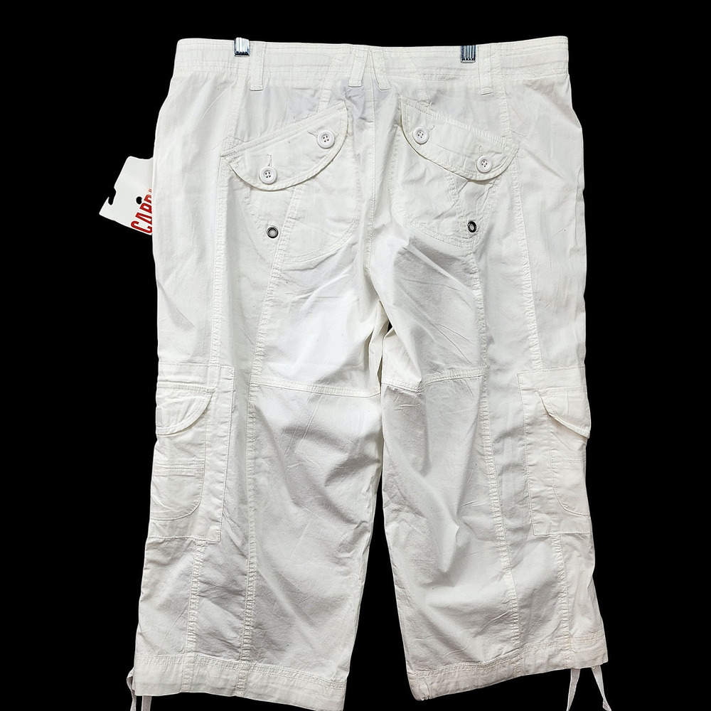 NWT Style Co Womens Capris 14 White Cargo Pockets Pull Tie Hem Summer Beach - Picture 3 of 13